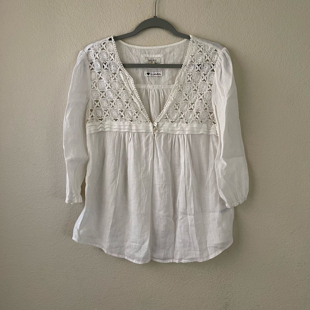 ‎Malvin linen and crochet blouse